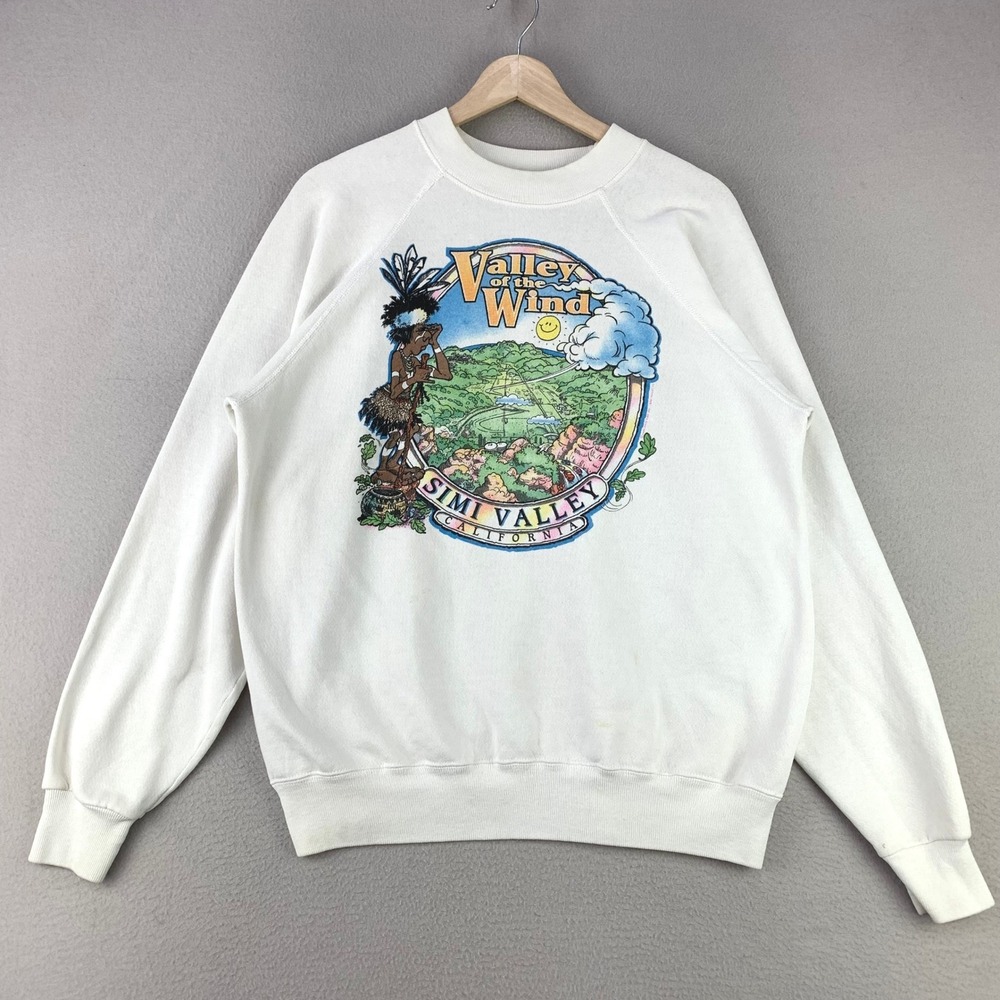 Vintage Simi Valley CA Crewneck Sweatshirt Womens‎ XL White 90s Native American